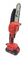 Load image into Gallery viewer, LITHIUM PRUNER SAW 6" 18V 2.0AH X 2PCS VOLTAGE : 18V POWER : 3820 400W BRUSHLESS MOTOR SPROCKET REV : 5005RPM BATTERY : 18V 2.0AH (2PC) CHARGER : 21V 1.0A GUIDE BAR : 1 4" PITCH 6 INCH SAW CHAIN