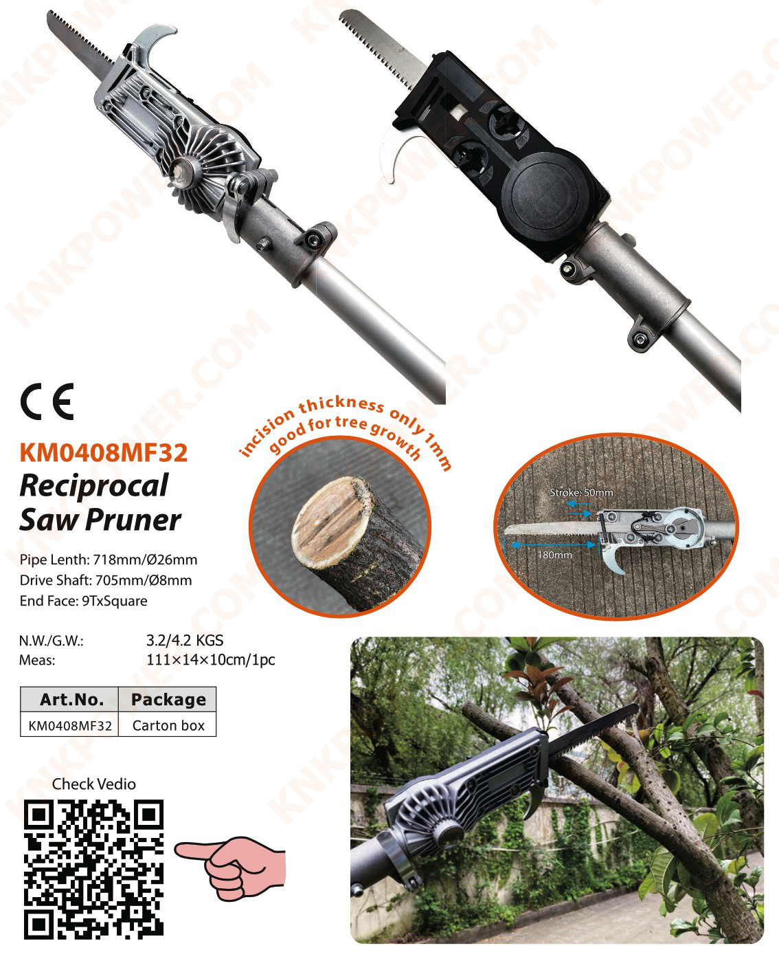 knkpower [16988] RECIPROCAL SAW PRUNER With Pipe AND Shaft