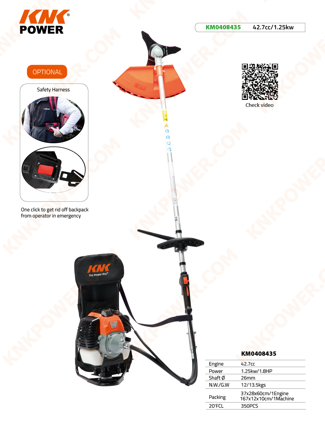 knkpower [14128] BACKPACK BRUSH CUTTER BF043BK