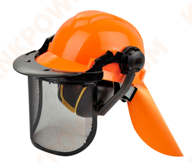 knkpower [16447] HELMET SET WITH EARMUFFS, MESH VISOR AND SHAWL IN ORANGE COLOR