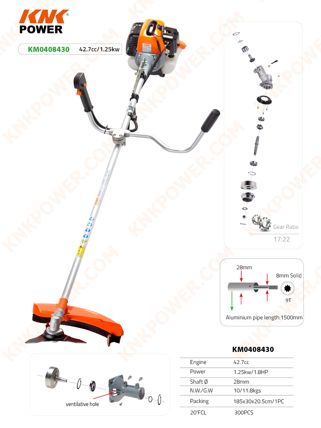 42.7CC GASOLINE BRUSH CUTTER & GRASS TRIMMER PROFESSIONAL Engine