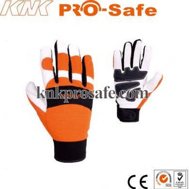 knkpower [18112] Goat skin leather chainsaw protective gloves